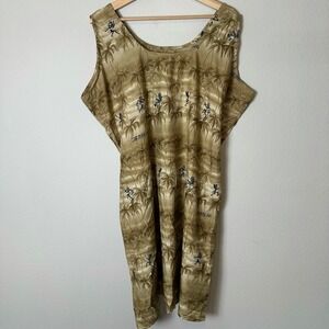 Rima Caribbean Palm Tree Tribal Dancer Beach Cover Up Dress Tan XL Boho Cruise